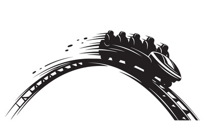 Dynamic Roller Coaster Ride Illustration with Speed Effect