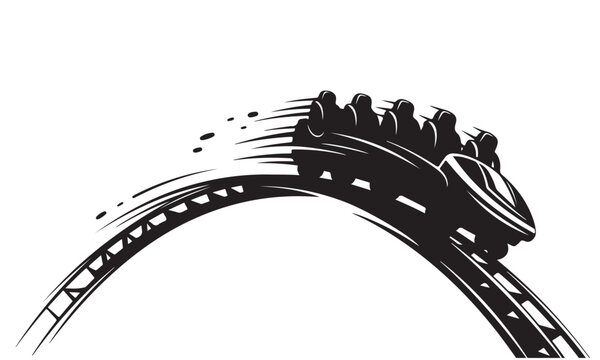 Dynamic Roller Coaster Ride Illustration with Speed Effect