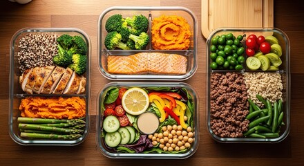 Fuel your week with vibrant, healthy meal prep containers featuring grilled chicken, salmon, lean beef, fresh vegetables, and wholesome grains for ultimate convenience and nutrition.