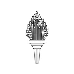 Black and white coloring page of pencil bouquet arrangement