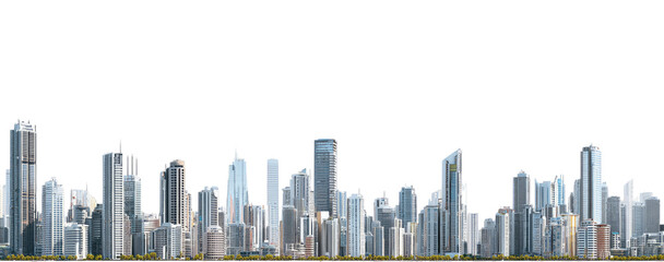 Panoramic cityscape of modern high-rise buildings