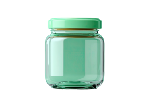 Mint green glass jar with light gold lid - Powered by Adobe