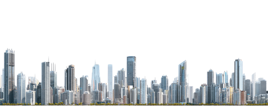 Panoramic cityscape of modern high-rise buildings