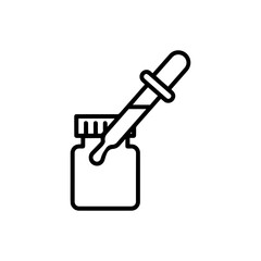 Vector art of line art icon of a dropper bottle with liquid dripping