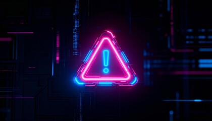 A virus alert warning displayed on a digital screen with red danger symbols and glitch effects, in a futuristic environment	