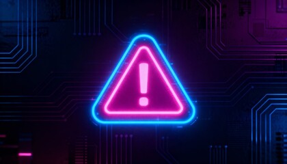 A virus alert warning displayed on a digital screen with red danger symbols and glitch effects, in a futuristic environment	