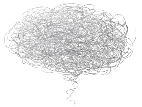 Gray, tangled cloud shape