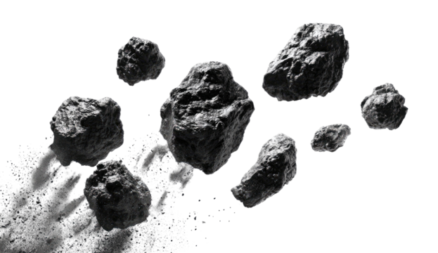 Scattered rocks, cosmic dust trail