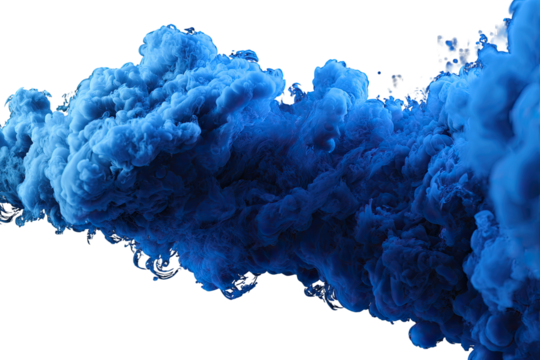 Indigo ink clouds against black