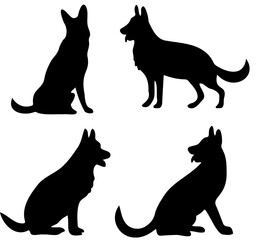 set of dogs silhouettes vector