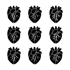 Vector art of seamless pattern of black heart for medical use