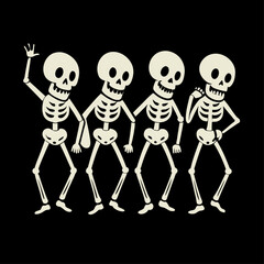 Vector art of dancing skeleton isolated on