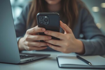 Young businesswoman working online with a laptop in the office