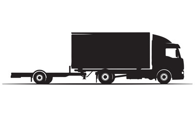 Side Profile Silhouette of a Commercial Transport Truck with Cargo Trailer and Empty Chassis