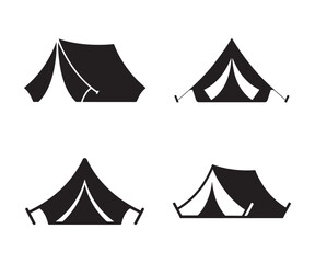 Camping tent silhouette set. Adventure, Outdoor Travel, Camp logo vector design