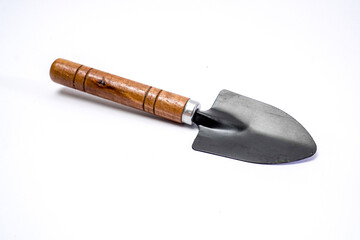 Mini Garden Tools with Wooden Handle on White Background