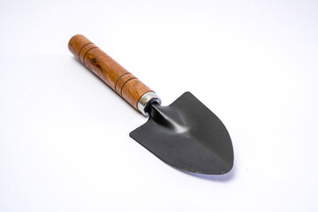 Mini Garden Tools with Wooden Handle on White Background