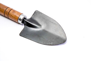 Mini Garden Tools with Wooden Handle on White Background