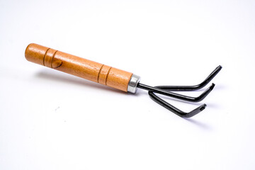 Mini Garden Tools with Wooden Handle on White Background