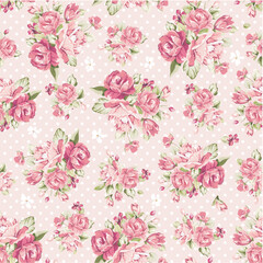 seamless pattern with pink flowers