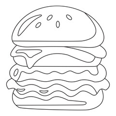 Burger vector illustration, outline, silhouette 