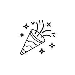 Vector art of party popper exploding with confetti and stars