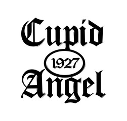 Cupid angel victoria art design. Gothic style lettering. Graphic print white background. For man, woman, young, apparel, hoodie, clothing, t shirt. Vector illustration