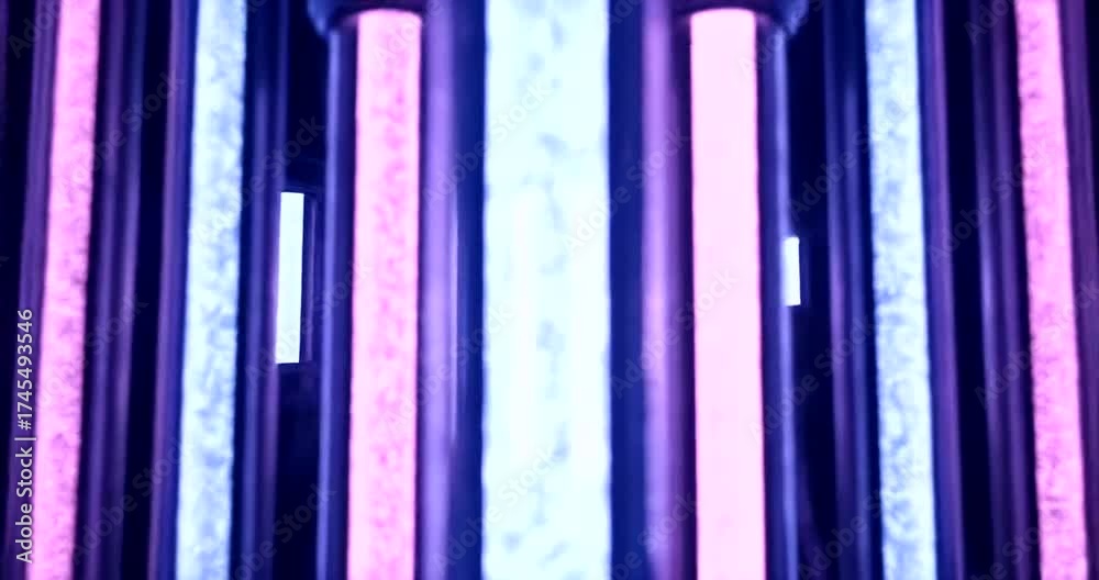 Wall mural Abstract display of illuminated columns in vibrant colors creating depth