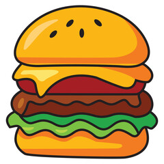 Burger vector illustration, outline, silhouette 