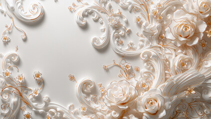 Intricate floral relief sculpture silhouette