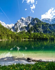 Mountain scenery reflected on a lake