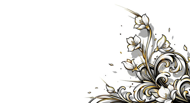 Ornate floral swirls and flowers silhouette - Powered by Adobe