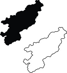 A clear visual demonstrates a geographical region with both its filled shape and detailed outer line