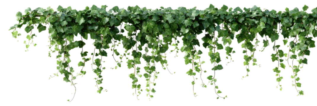 Lush greenery cascading in a horizontal display