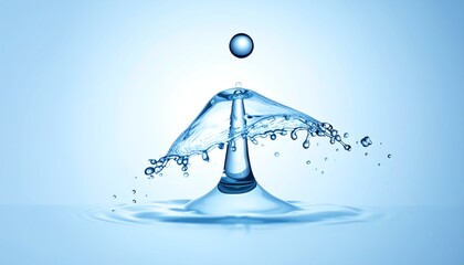 A single water droplet impacting a pool, forming a crown splash