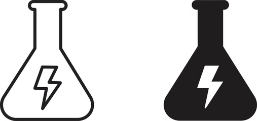 Lightning bolt in erlenmeyer flask vector illustration for science and energy concepts