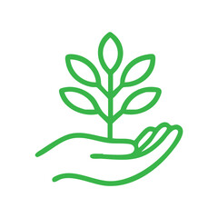 Hand Holding Plant Outline Icon Symbol