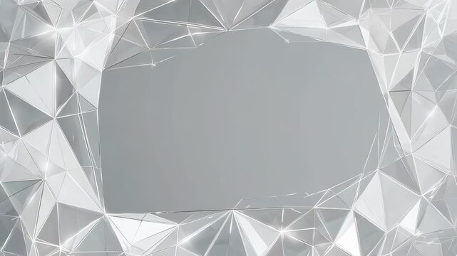 Geometric abstract composition, featuring a network of interconnected triangles with a glowing outline