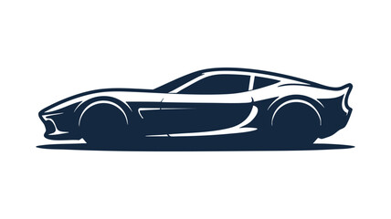 Sleek dark sports car silhouette side profile graphic design for automotive enthusiasts