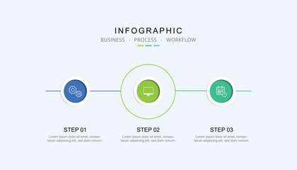 Timeline infographic template. 3 Step timeline infographics template. Business concept with 3 options, vector illustration