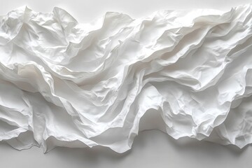 Abstract Close Up of White Crumpled Fabric with Layered Texture and Soft Natural Lighting