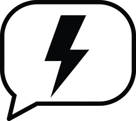 Bold lightning bolt icon in speech bubble vector graphic scalable eps