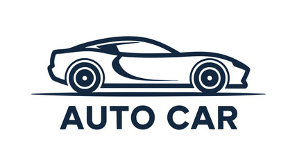 Sleek white sports car silhouette logo design for auto businesses