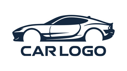 Sleek sports car logo silhouette with bold text suitable for automotive brands
