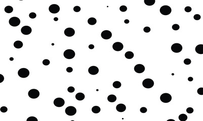 Randomly Scattered Black Circles of Varying Sizes on White Background for Abstract Texture and Graphic Design Use