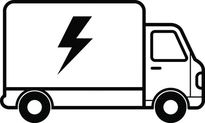 Electric truck icon lightning bolt symbol vector graphic for modern logistics and transport