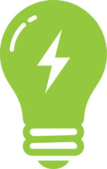 Green light bulb with lightning bolt vector graphic scalable illustration for eps format