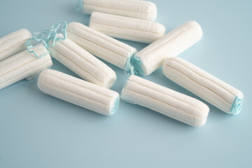 Cotton tampons for women hygiene menstrual period cycle protection.