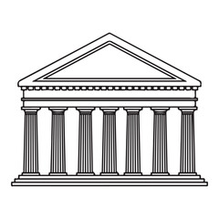 Obraz premium A neoclassical building with a triangular pediment and a row of doric columns