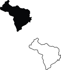Geographical representation of Honduras shown with a solid black fill and a clear black border on white
